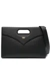 Mcm Medium Debossed-logo Leather Bag In Black