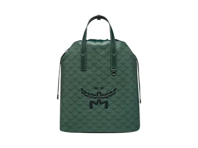 Pre-owned Mcm Medium Himmel Drawstring Lauretos Backpack In Green
