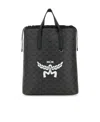 Mcm Medium Himmel Lauretos Logo Printed Backpack In Black