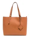 Mcm Woman Caramel Leather Medium Himmel Shopping Bag In Brown