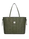 Mcm Liz Medium Visetos Shopper Tote Bag In Green