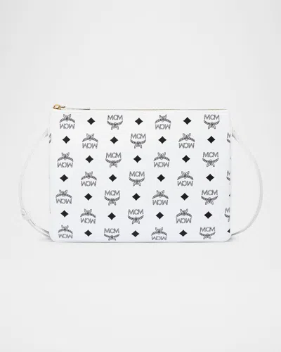 Mcm Medium Logo Crossbody Pouch Bag In White