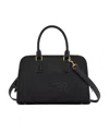 Mcm Medium Logo Embossed Aren Boston Bag In Black