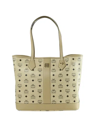 Mcm Medium New Liz Monogram-print Tote Bag In Brown