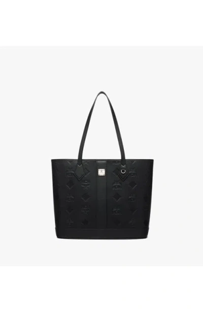 Mcm Medium New Liz Shopper Logo-embossed Tote Bag In Black