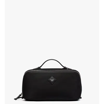 Mcm Medium Ottomar Toiletry Bag In Econyl And Leather In Black