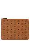 Mcm Monogram Pattern Canvas Pouch Rectangular Shape In Multi
