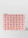 Mcm Aren Visetos Medium Pouch In Soft Pink