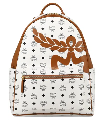 Mcm Medium Stark Backpacks White