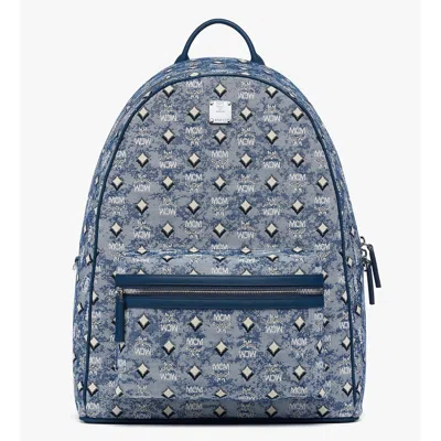 Mcm Medium Stark Backpack In Denim Visetos In Blue