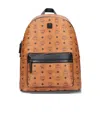 Mcm Medium Stark Monogram-print Backpack In Brown