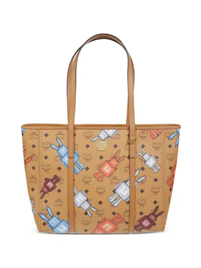 Mcm Medium Toni Logo-detail Tote Bag In Brown
