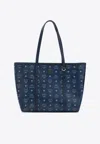 Mcm Medium Toni Monogram Tote Bag In Blue