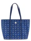 Mcm Toni Visetos Monogram Canvas Top-zip Tote Bag In Blue