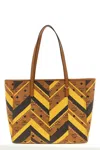 Mcm Medium Toni Geometric-pattern Tote Bag In Brown
