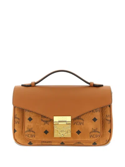 Mcm Canvas Tracy Shoulder Bag With Gold Hardware In Brown