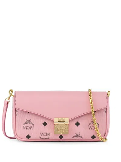 Mcm Medium Tracy Visetos Cross Body Bag In Pink