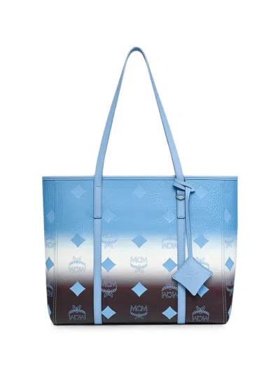 Mcm Medium Toni Top-zip Shopper In Gradation Visetos In Blue