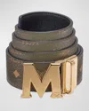 Mcm Men's Claus Monogram Reversible Belt In Dark Green