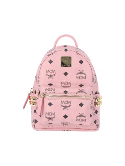 Mcm Men's Cow Full Grain Leather Crossbody Bag In Pink