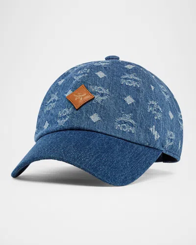 Mcm Men's Denim Monogram Baseball Cap