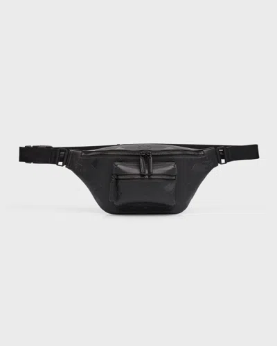 Mcm Men's Fursten Visetos Monogram Leather Belt Bag In Black