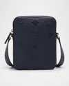 Mcm Klassik Mini Maxi Monogram Embossed Leather Crossbody Bag In Navy Blazer