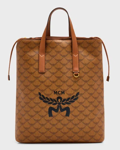 Mcm Men's Lauretos Himmel Drawstring Backpack In Cognac