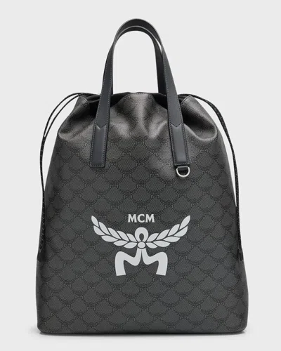 Mcm Men's Lauretos Himmel Drawstring Backpack In Dark Grey