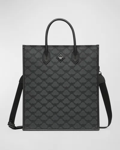 Mcm Men's Lauretos Monogram Fabric Tote Bag In Black