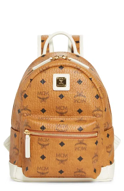 Pre-owned Mcm Men's  Backpack Visetos Nordstrom Exclusive Mini In Cognac/off White