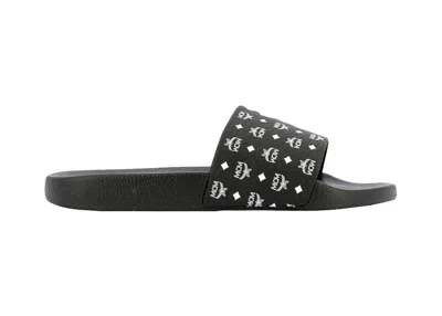 Pre-owned Mcm Men's  Monogram Slides Sneakers In Black/white