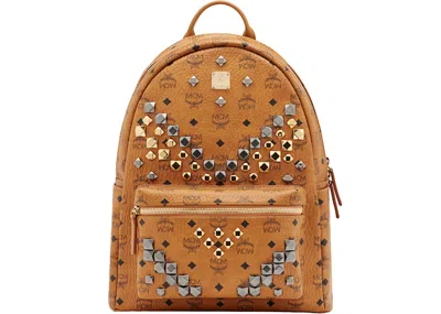 Pre-owned Mcm Men's  Stark Backpack Visetos M Studs Medium In Cognac