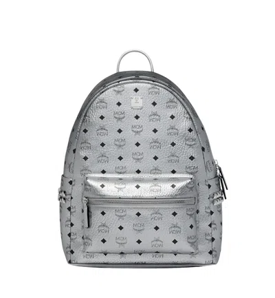 Pre-owned Mcm Men's  Stark Backpack Visetos Side Studs Medium In Berlin Silver