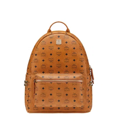 Pre-owned Mcm Men's  Stark Backpack Visetos Side Studs Medium In Cognac