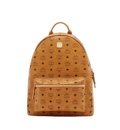 Pre-owned Mcm Men's  Stark Classic Backpack Visetos Medium In Cognac