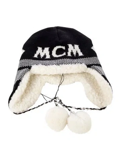 Pre-owned Mcm Men's Merino Wool Winter Hat In Black