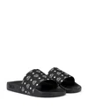 Mcm Monogram Print Rubber Slides In Black