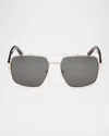 Mcm Men's Mw0008m Metal Double-bridge Square Sunglasses In Blackothersmoke