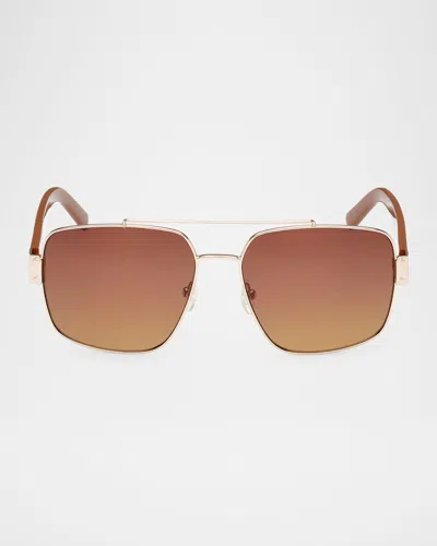Mcm 58mm Navigator Sunglasses In Gold/gradient Brown