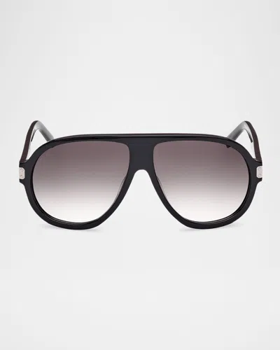 Mcm 59mm Pilot Sunglasses In Shiny Black/gradient Smoke