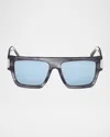 Mcm Men's Mw0011m Acetate Rectangle Sunglasses In Greyotherblue