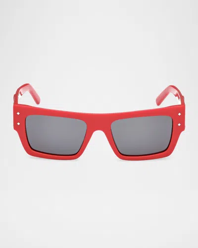 Mcm Men's Mw0014m Acetate Rectangle Sunglasses In Red