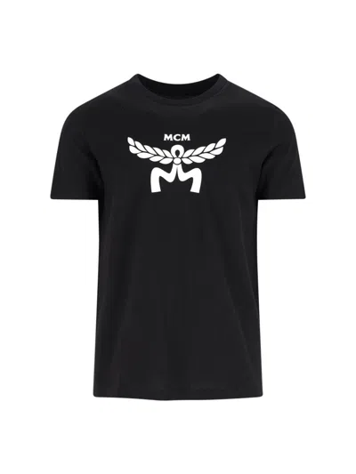 Mcm Men's Organic Cotton Logo T-shirt In Black