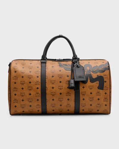 Mcm Men's Ottomar Weekender Bag In Mega Laurel Visetos In Cognac