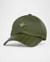 Mcm Men's Re-nylon And Leather Baseball Cap In Green
