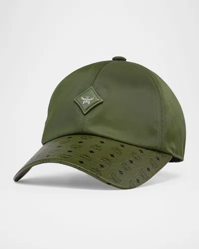 Mcm Men's Re-nylon And Leather Baseball Cap