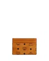 Mcm Men's Signature Visetos Mini Card Case In Cognac