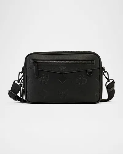 Mcm Men's Small Embossed Leather Crossbody Bag