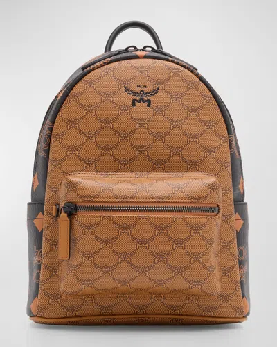Mcm Men's Stark Backpack In Monogram Mix In Cognac